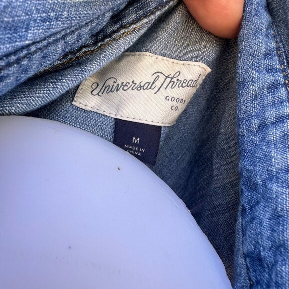 Universal Thread Womens Denim Jean Sleeveless Button-Up Jumper With Elastic Wais - Picture 2 of 9